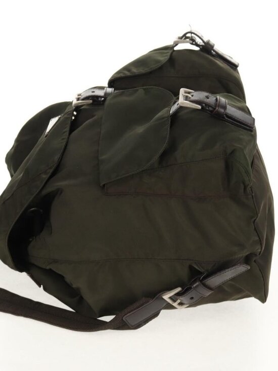 PRADA Backpack Nylon Khaki Silver Auth 157774 main image 5